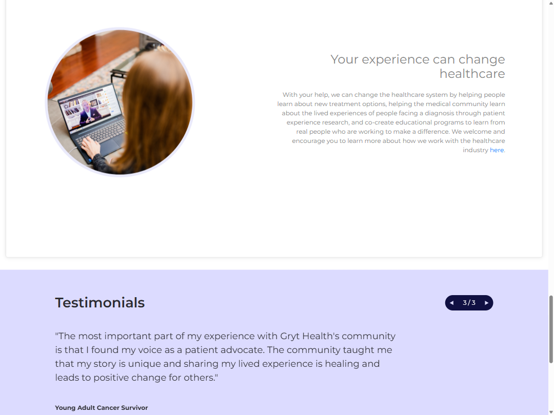 Screenshot of grythealth.com